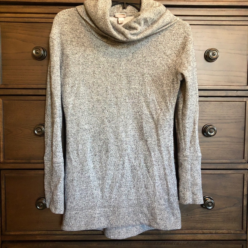 Long cowl neck marbled sweater